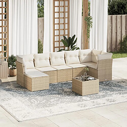 vidaXL Salon de jardin avec coussins 8 pcs beige résine tressée 