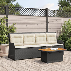 vidaXL Salon de jardin 3 pcs avec coussins Noir Résine tressée