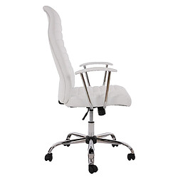 Decoshop26 Chaise fauteuil de bureau sur roulettes pivotant hauteur réglable en synthétique blanc 04_0001770