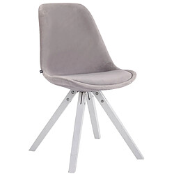 Decoshop26 4 chaises de salle à manger style scandinave en velours gris clair pieds carré en bois blanc CDS10186