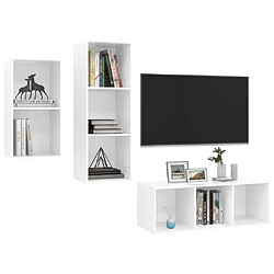 Avis Maison Chic Ensemble de meubles TV 3 pcs pour salon - Blanc brillant Aggloméré -MN37280