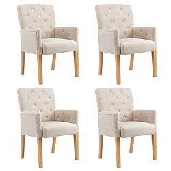 Maison Chic Lot de 4 Chaises à manger avec accoudoir,Chaises de cuisine style scandinave - beige tissu -MN74272