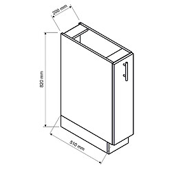 Pegane Colonne basse de cuisine, meuble bas de cuisine avec 1 porte coloris blanc - longueur 51 x profondeur 20 x hauteur 82 cm