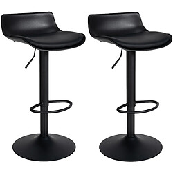 Decoshop26 Tabouret de bar x2 avec repose-pieds hauteur réglable desing moderne en PVC noir et métal noir 10_0004017