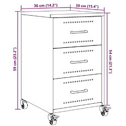 vidaXL Table de chevet jaune moutarde 36x39x59 cm acier pas cher