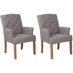 La Chaiserie Lot de 2 fauteuils capitonnés Constantin salle a manger tissu antique clair gris