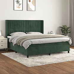 vidaXL Sommier à lattes de lit et matelas Vert foncé 160x200cm Velours 