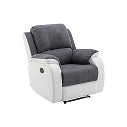 Avis Vente-Unique Fauteuil relax en microfibre et simili gris et blanc BRODY