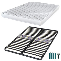 Ebac Matelas mousse + Sommier métal C223 140x190 Marly - Hauteur 15 cm - Soutien ferme 