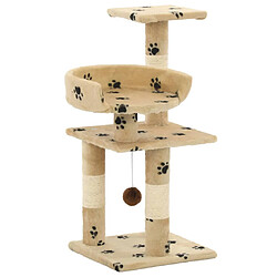 vidaXL Arbre à chat et griffoirs en sisal 65 cm Beige Motif de pattes