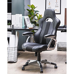 Beliani Chaise de bureau Cuir PU Noir ADVENTURE