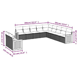 Acheter vidaXL Salon de jardin 11 pcs avec coussins noir résine tressée