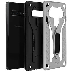 Avizar Coque Samsung Galaxy S10 Protection Bi-matière Antichoc Fonction Support Argent pas cher