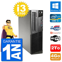 PC Lenovo M91p SFF Intel i3-2100 RAM 4Go Disque Dur 2To Windows 10 Wifi · Occasion 