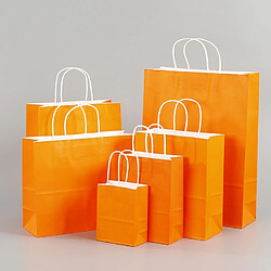 Acheter Wewoo 10 PCS Sac en papier Kraft élégant avec poignées pour mariage / fête d'anniversaire / bijoux / vêtementstaille 12x15x6cm Orange