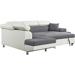 Avis Habitat Et Jardin Canapé d'angle convertible Sophia luxe - 265 x 190.5 x 80/91 cm - Blanc / Gris - 5 places - Angle gauche