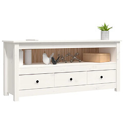 Acheter Maison Chic Meuble TV scandinave - Banc TV pour salon Blanc 114x35x52 cm Bois de pin massif -MN17229