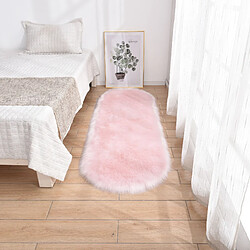 LUUCOZK Tapis moelleux en fausse fourrure, tapis à poils longs pour chambre à coucher, salon, rose-60x200cm ovale