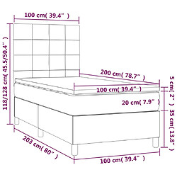 vidaXL Sommier à lattes de lit et matelas et LED Gris foncé 100x200 cm pas cher