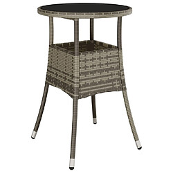 vidaXL Table de jardin Ø60x75 cm Verre trempé/résine tressée Gris