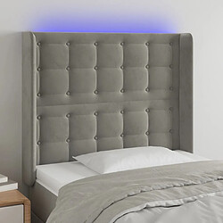 Maison Chic Tête de lit scandinave à LED,meuble de chambre Gris clair 83x16x118/128 cm Velours -MN33599