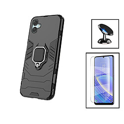 PHONECARE Kit Film Hydrogel Full Cover Avant + Coque 3X1 Military Defender + Support Magnétique de Voiture pour Samsung Galaxy F04 - Noir 