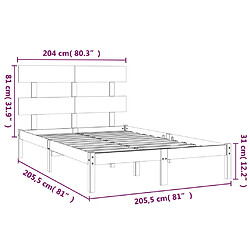 vidaXL Cadre de lit sans matelas noir 200x200 cm bois massif pas cher