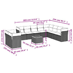 Acheter vidaXL Salon de jardin 11 pcs avec coussins gris résine tressée