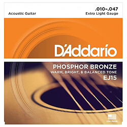 D'Addario EJ15 - Extra Light 10-47 - Jeu de cordes Guitare acoustique