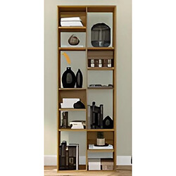 Pegane Etagère de 12 niches coloris Miel - Longueur 68 x profondeur 30 x hauteur 178 cm 