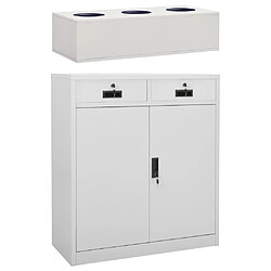 vidaXL Armoire de bureau avec jardinière Gris clair 90x40x125 cm Acier 