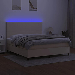 Avis vidaXL Sommier à lattes de lit et matelas et LED Crème 180x200cm Tissu