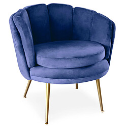 Paris Prix Fauteuil Arrondi en Velours Dabren 80cm Bleu