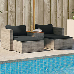 vidaXL Salon de jardin 5 pcs avec coussins gris résine tressée acacia 