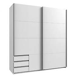 Inside 75 Armoire de rangement EDONA 179 cm portes coulissantes 3 tiroirs blanc mat 