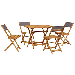 vidaXL Ensemble à manger de jardin 5 pcs anthracite tissu bois massif