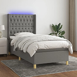 Sommier à lattes et matelas LED,Cadre à lattes de lit pour Adulte Gris foncé 100x200 cm Tissu -MN28889