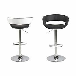 Acheter Toilinux Lot de 2 Tabourets de bar effet cuir - Noir et blanc