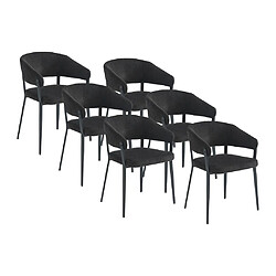 Vente-Unique Lot de 6 chaises avec accoudoirs en tissu et métal - Noir - AVRELA 