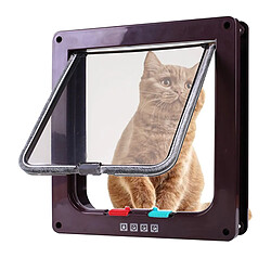 4-Way Locking Pet Door Frame Verrouillable Dog And Gate Cat Flap Door Coffee L