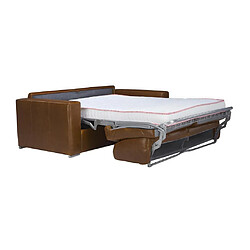 Acheter Vente-Unique Canapé 3 places convertible express 100% cuir de buffle vintage caramel matelas 22 cm DELECTEA II