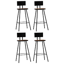 vidaXL Tabourets de bar lot de 4 bois massif de récupération 