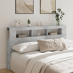 Acheter Maison Chic Tête de lit scandinave à LED,meuble de chambre gris béton 180x18,5x103,5cm bois d'ingénierie -MN64708