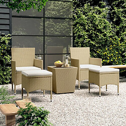 Maison Chic Table de bistro et chaises d'extérieur 5 pcs,Ensemble de bistro de jardin pour relax Résine tressée et verre trempé Beige -GKD224053