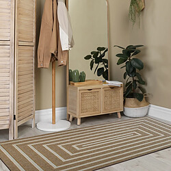 Thedecofactory JUTE RELIEF RECT - Tapis de couloir effet jute à motif rectangle en relief blanc 80x150 pas cher