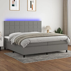 vidaXL Sommier à lattes de lit et matelas et LED Gris foncé 200x200 cm 