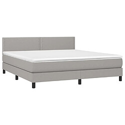 Avis Maison Chic Structures de lit + matelas,Lit à sommier tapissier avec matelas Gris clair 160x200cm Tissu -MN36610