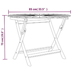 vidaXL Table pliable de jardin Ø 85x75 cm bois massif de teck pas cher