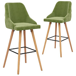 vidaXL Tabourets de bar lot de 2 vert clair velours 