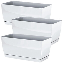 WellHome 3x Jardinier en plastique Coubi Coque P en blanc Couleur 29 (Long) x 14.2 (largeur) x 13.6 (hauteur) cm 